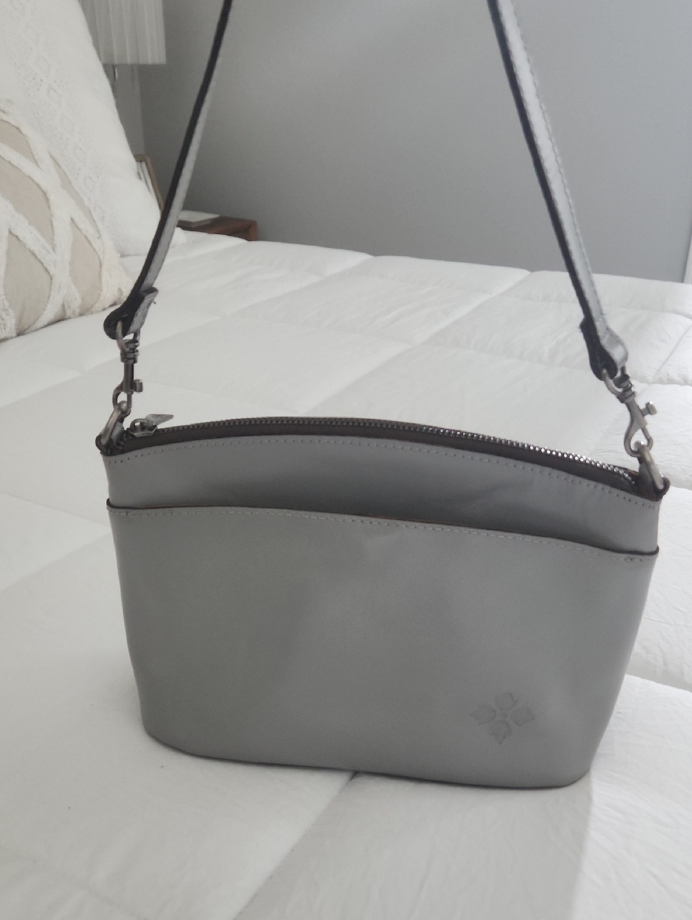 Patricia Nash Light Gray Leather Shoulder Bag